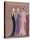 Colour Fashion Illustration Showing Three Glamorous Evening Gowns-null-Stretched Canvas