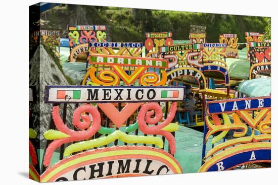 Colourful Boats at the Floating Gardens in Xochimilco-John Woodworth-Premier Image Canvas