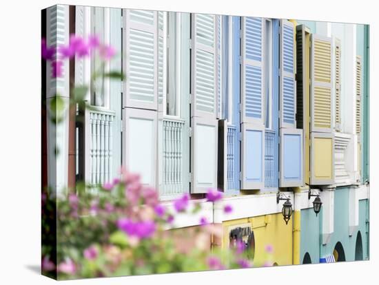 Colourful Wooden Window Shutters in the Boat Quay Area of Singapore, Southeast Asia, Asia-John Woodworth-Premier Image Canvas