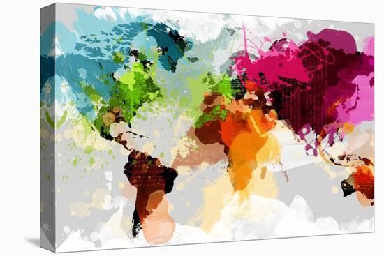 Colourful World Map-GraphINC-Stretched Canvas