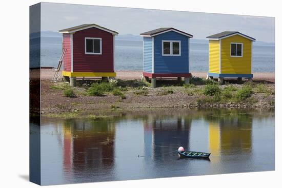 Colourfully Painted Huts by Shore of Atlantic Ocean at Heart's Delight-Islington in Newfoundland-Stuart Forster-Premier Image Canvas