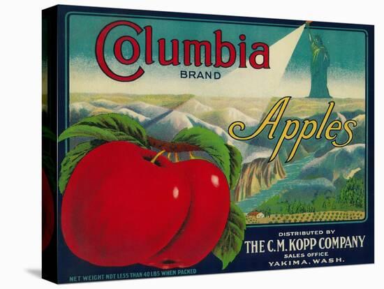 Columbia Apple Crate Label - Yakima, WA-Lantern Press-Stretched Canvas