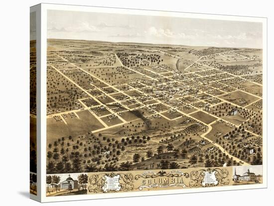 Columbia, Missouri - Panoramic Map-Lantern Press-Stretched Canvas