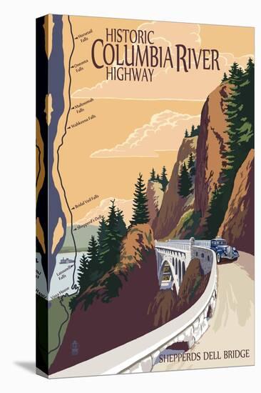 Columbia River Gorge, Oregon - Historic Columbia River Highway-Lantern Press-Stretched Canvas