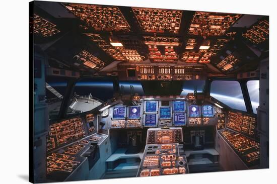 Columbia Space Shuttle Cockpit-null-Stretched Canvas