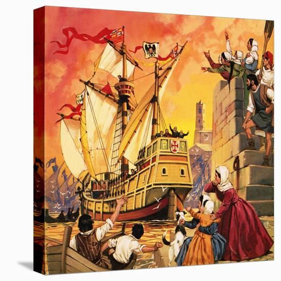 Columbus Setting Sail in the Santa Maria in August 1492-Mcbride-Premier Image Canvas