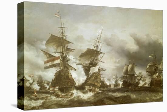 Combat du Texel le 29 juin 1694, victoire de Jean Bart sur l'escadre hollandaise de l'amiral de-Eugène Isabey-Premier Image Canvas