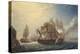 Combat du vaisseaux français le Romulus contre trois vaisseaux anglais à l'entrée de la rade de-Pierre Julien Gilbert-Premier Image Canvas