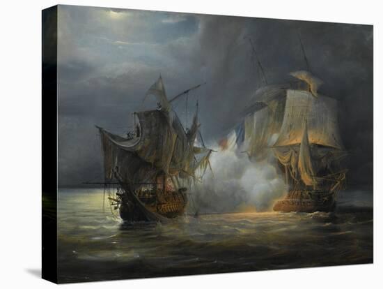 Combat naval entre la frégate "la Vénus" commandée par le capitaine Hamelin contre la frégate-Pierre Julien Gilbert-Premier Image Canvas
