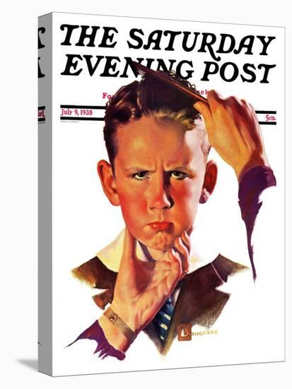 "Combing His Hair," Saturday Evening Post Cover, July 9, 1938-Douglas Crockwell-Premier Image Canvas