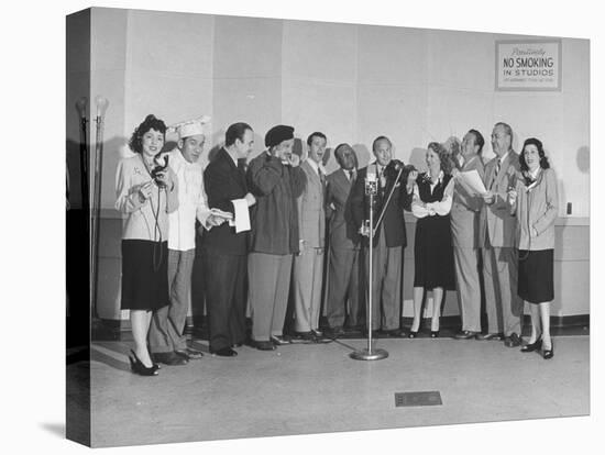 Comedian Jack Benny and Wife Posing with Cast of His Radio Show-null-Premier Image Canvas