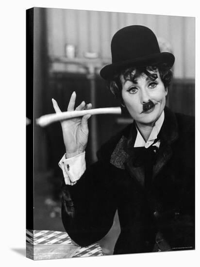 Comedien/Actress Lucille Ball imitating Charlie Chaplin on her New Year's TV show-Ralph Crane-Premier Image Canvas