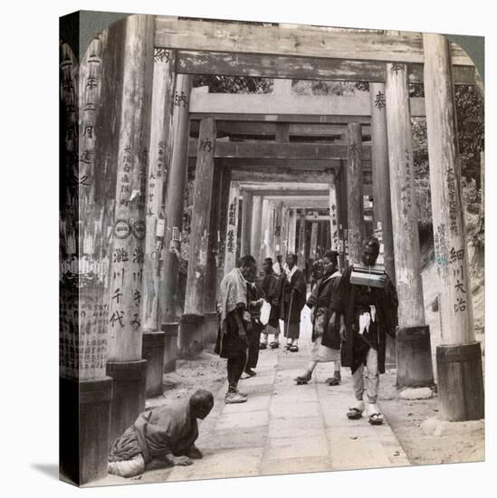 Coming and Going under Long Rows of Sacred Torii, Shinto Temple of Inari, Kyoto, Japan, 1904-Underwood & Underwood-Premier Image Canvas