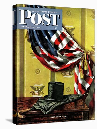 "Commemorating Lincoln's Birthday," Saturday Evening Post Cover, February 12, 1944-John Atherton-Premier Image Canvas