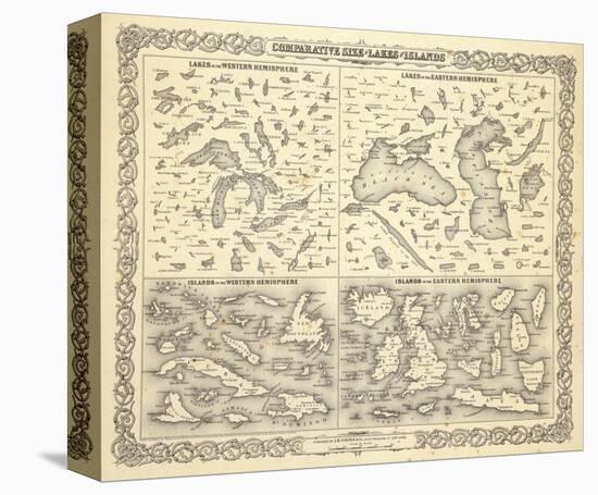 Comparative Size of Lakes and Islands, c.1856-G^ W^ Colton-Stretched Canvas