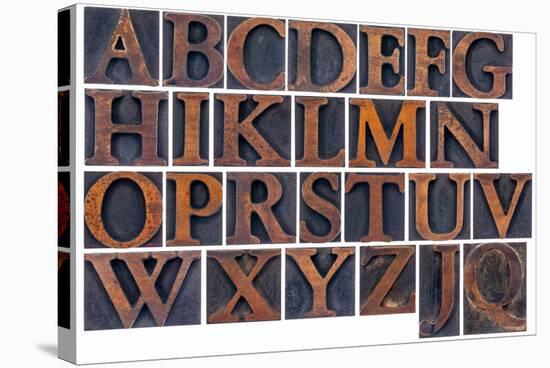 Complete English Alphabet in Vintage Wood Type-PixelsAway-Stretched Canvas