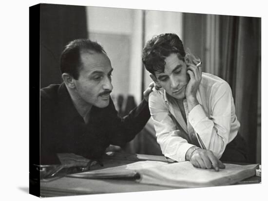 Composer Marc Blitzstein with Conductor/Composer Leonard Bernstein Studying Score of Blitzstein-W^ Eugene Smith-Premier Image Canvas