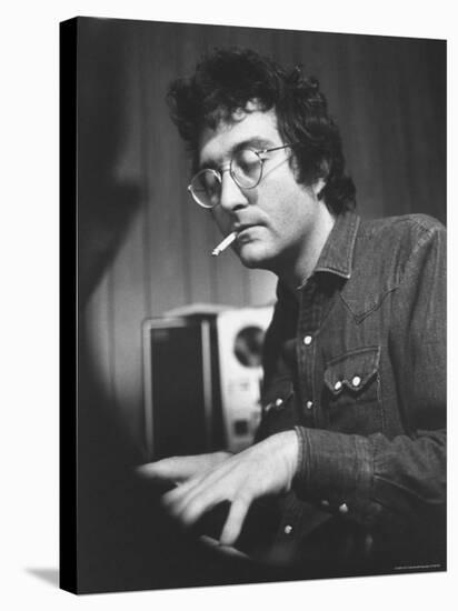 Composer Randy Newman Working at Piano, Smoking Cigarette-Bill Eppridge-Premier Image Canvas