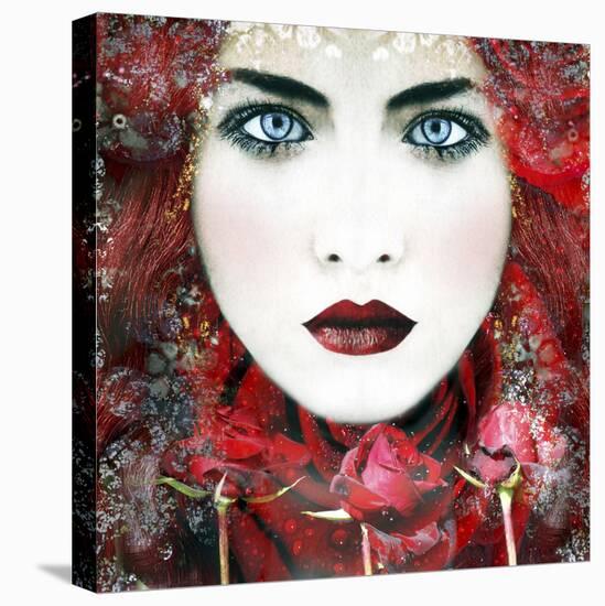 Composing Work of a Women's Portrait with Roses-Alaya Gadeh-Premier Image Canvas