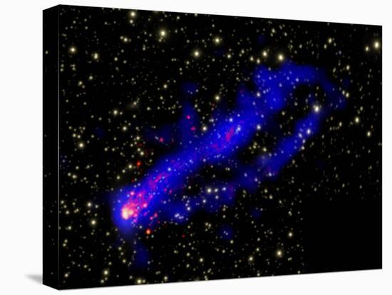 Composite Image, Two Tails Stretching Behind a Galaxy as it Travels Through a Galaxy Cluster-null-Premier Image Canvas