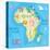 Concept Design Map of African Continent with Animals Drawing in Funny Cartoon Style for Kids and Pr-Dunhill-Stretched Canvas