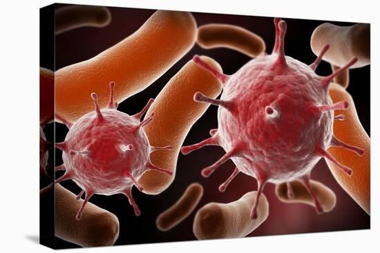Conceptual image of virus and bacteria.-Stocktrek Images-Stretched Canvas