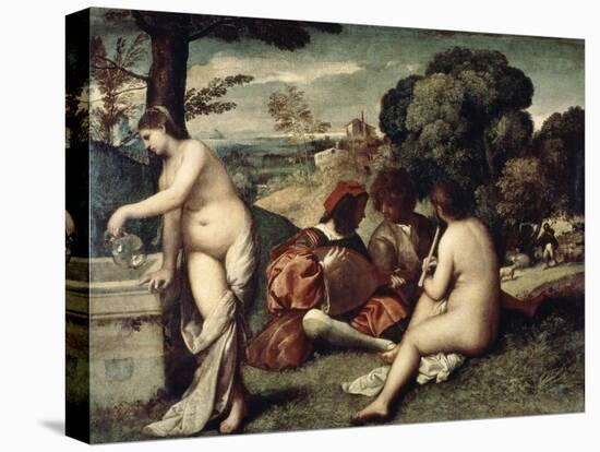 Concert Champetre, (The Pastoral Concert), C1510-1511-Titian (Tiziano Vecelli)-Premier Image Canvas