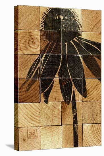 Cone Flower Wood Block-Suzanna Anna-Stretched Canvas