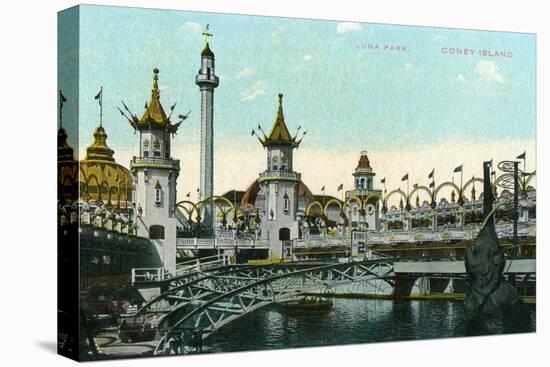 Coney Island, New York - Luna Park Scene-Lantern Press-Stretched Canvas