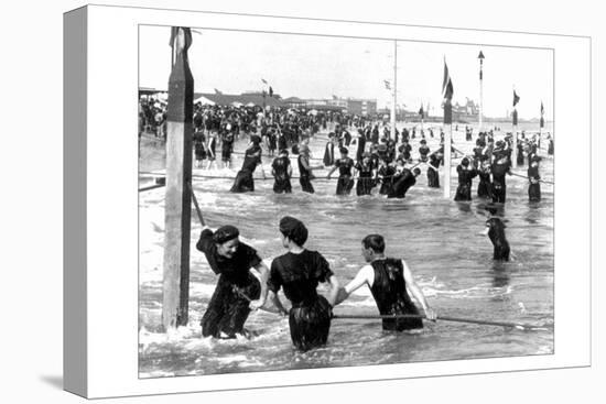 Coney Island Surf Crowd-William H. Rau-Stretched Canvas