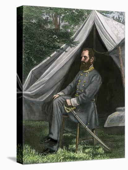 Confederate General Thomas J. (Stonewall) Jackson at His Field Headquarters, Civil War-null-Premier Image Canvas