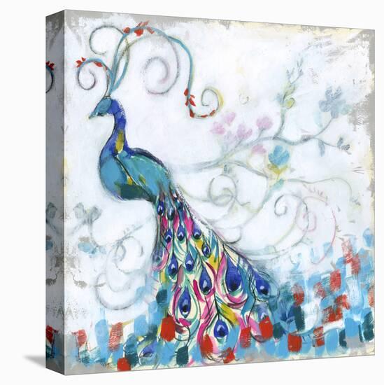 Confetti Peacock II-Jennifer Goldberger-Stretched Canvas