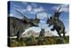 Confrontation Between Male Styracosaurus Dinosaurs-null-Stretched Canvas