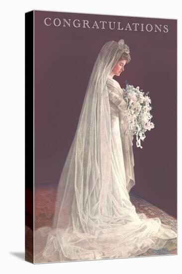 Congratulations, Bride in Gown-null-Stretched Canvas