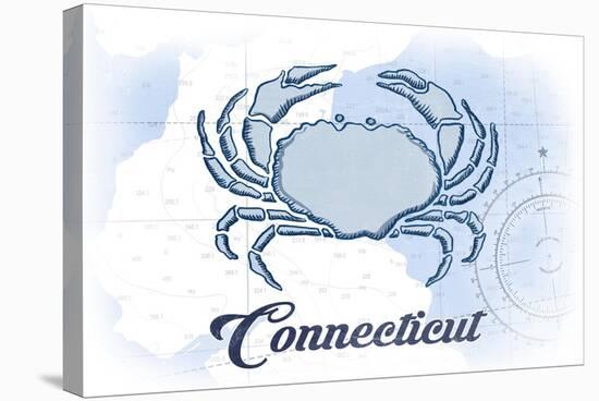Connecticut - Crab - Blue - Coastal Icon-Lantern Press-Stretched Canvas