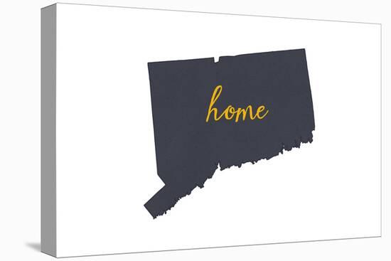 Connecticut - Home State - Gray on White-Lantern Press-Stretched Canvas