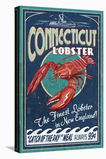 Connecticut - Lobster Shack Vintage Sign-Lantern Press-Stretched Canvas