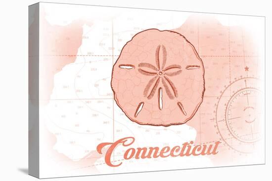 Connecticut - Sand Dollar - Coral - Coastal Icon-Lantern Press-Stretched Canvas