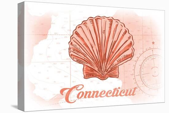 Connecticut - Scallop Shell - Coral - Coastal Icon-Lantern Press-Stretched Canvas