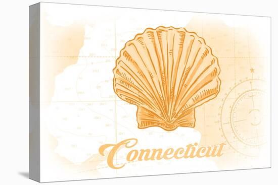 Connecticut - Scallop Shell - Yellow - Coastal Icon-Lantern Press-Stretched Canvas