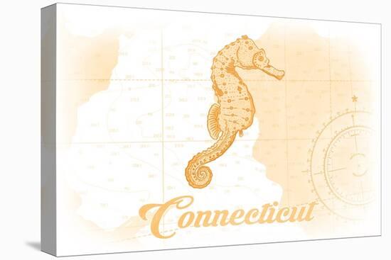 Connecticut - Seahorse - Yellow - Coastal Icon-Lantern Press-Stretched Canvas