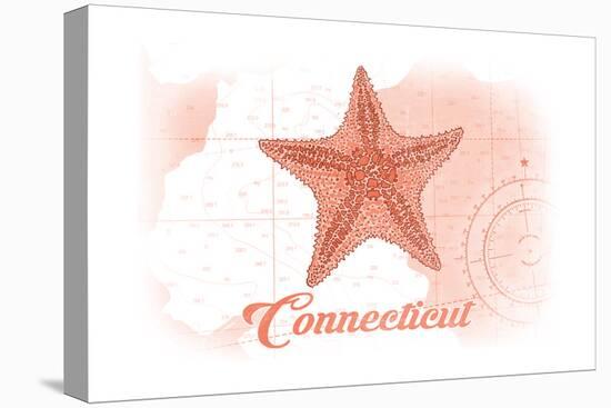Connecticut - Starfish - Coral - Coastal Icon-Lantern Press-Stretched Canvas