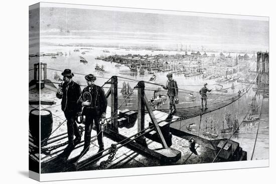 Construction of Brooklyn Bridge, New York-null-Premier Image Canvas