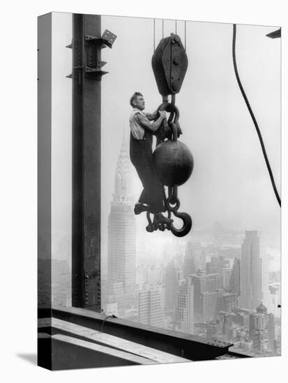 Construction Worker at Empire State Building-null-Premier Image Canvas