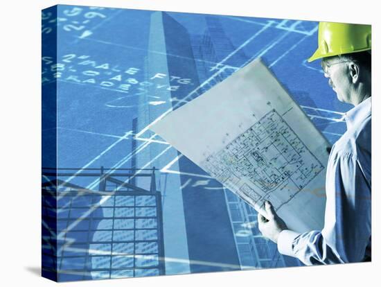 Construction Worker Reviewing a Drafting Plan-null-Premier Image Canvas