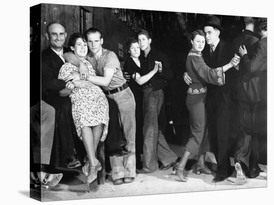 Construction Workers and Taxi Dancers Enjoying a Night Out in Barroom in Frontier Town-Margaret Bourke-White-Premier Image Canvas