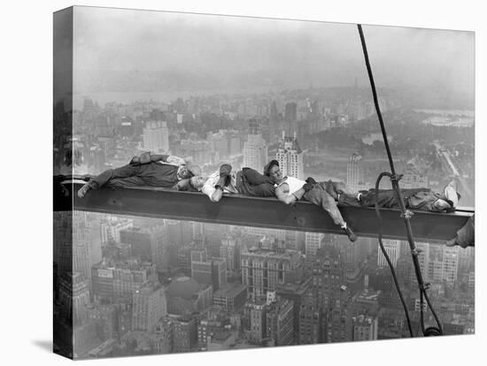 Construction Workers Resting on Steel Beam above Manhattan-null-Premier Image Canvas
