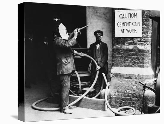 Construction Workers Spraying Cement on Roof with Concrete Gun-null-Premier Image Canvas