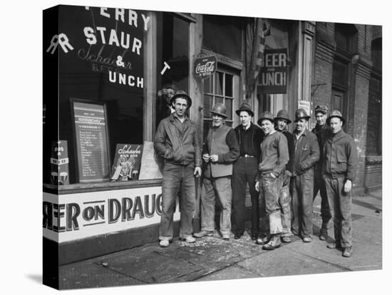 Construction Workers Taking Lunch Break During Construction of Queens Midtown Tunnel, NYC-Carl Mydans-Premier Image Canvas