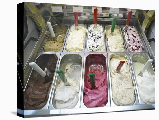Containers of Gelato Displayed in Freezer-null-Premier Image Canvas